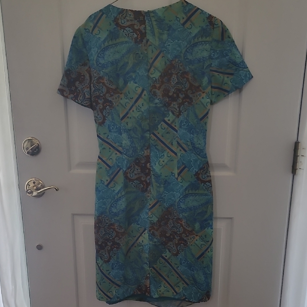 Chic Blue Patterned Mini Dress - image 3